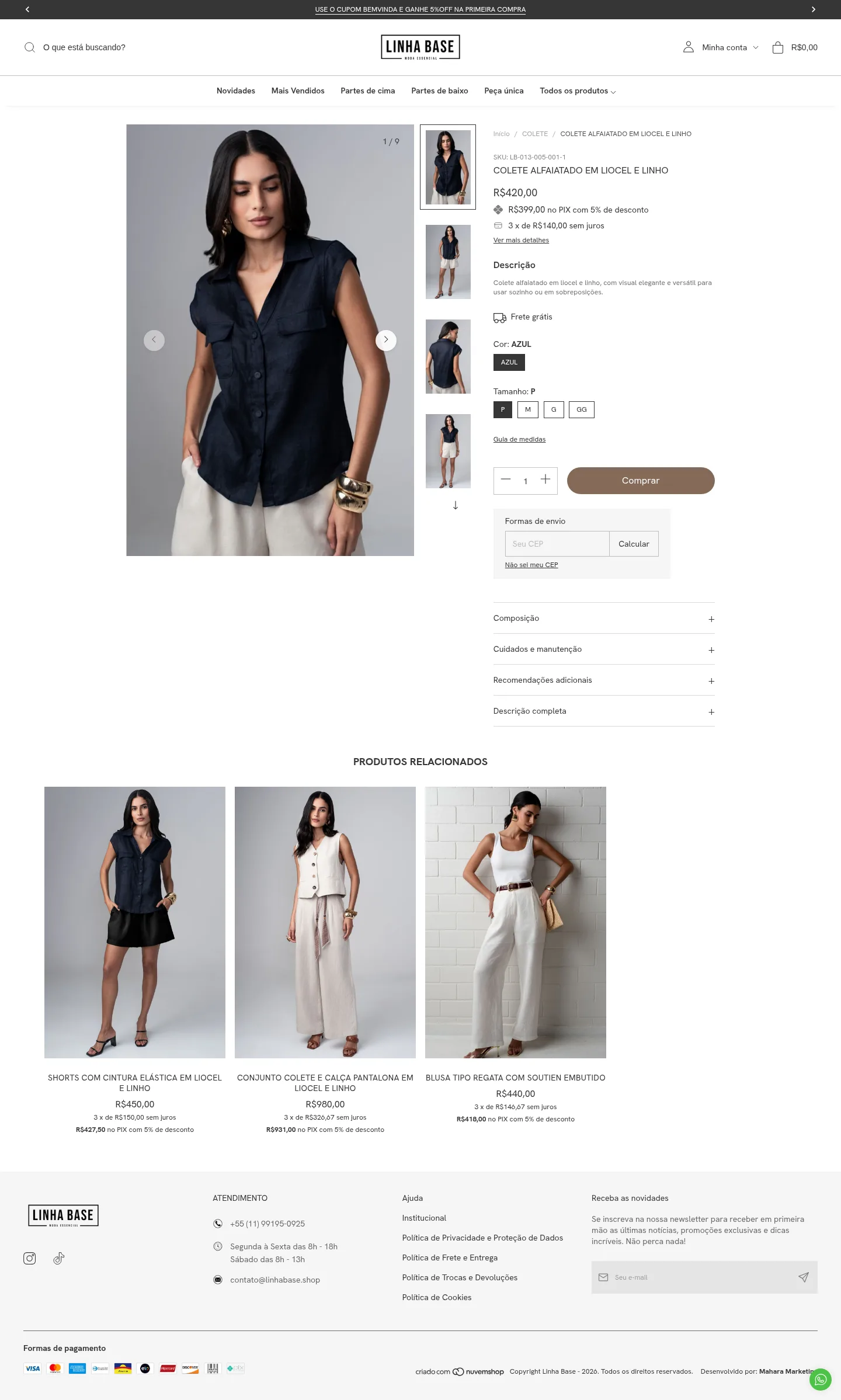 Template Grace — Página de produto (desktop)