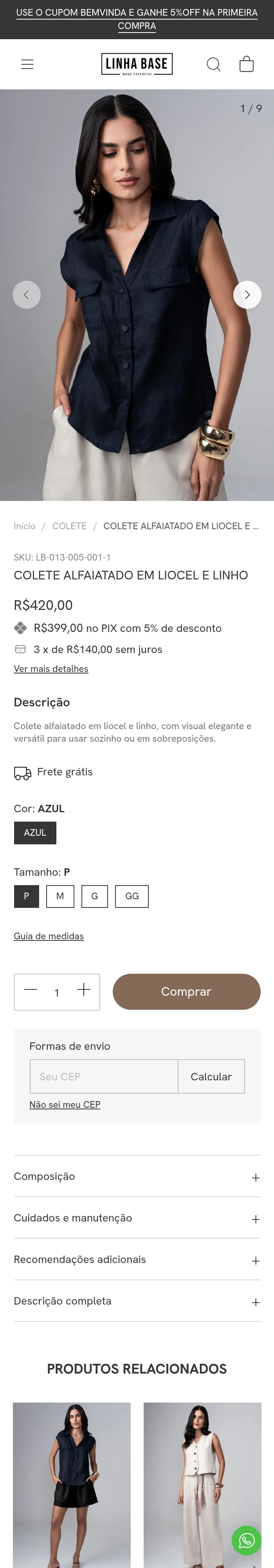 Template Grace — Página de produto (mobile)